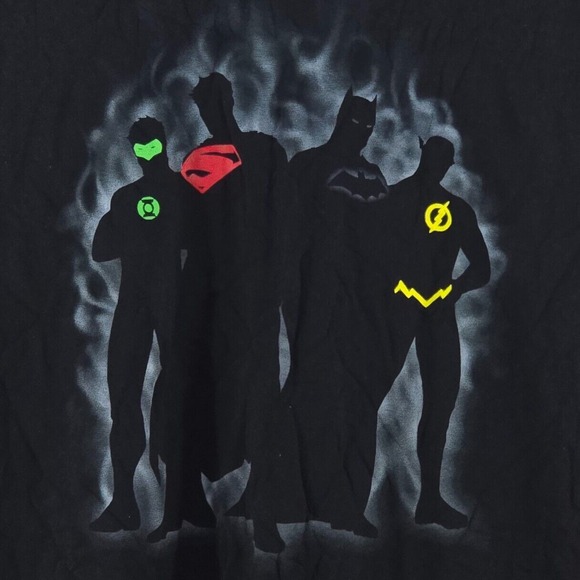 Justice League Halo Graphic Print T Shirt Mens 2XL 90s Style‎ Nerd Retro Geek - Picture 1 of 14